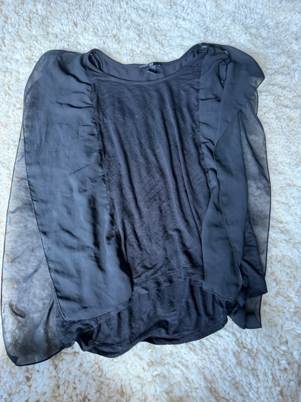 Lightweight H&M blouse H&M Black Sheer vintage of flow off the shoulder, unique - Picture 3 of 5